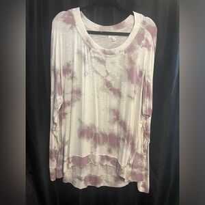 True Craft Purple and White Tie-Dye Top